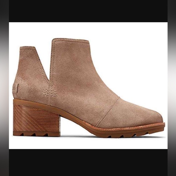 Sorel Cate Cut Out Ankle Boots Block Heel Suede - Picture 2 of 6